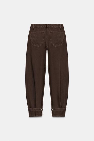 TRF BALLOON MID-WAIST JEANS WITH BELT LOOPS - Brown by Zara - Image 7