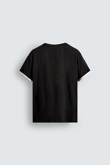 T-SHIRT FINITIONS CONTRASTÉES - Noir de Zara - Image 7