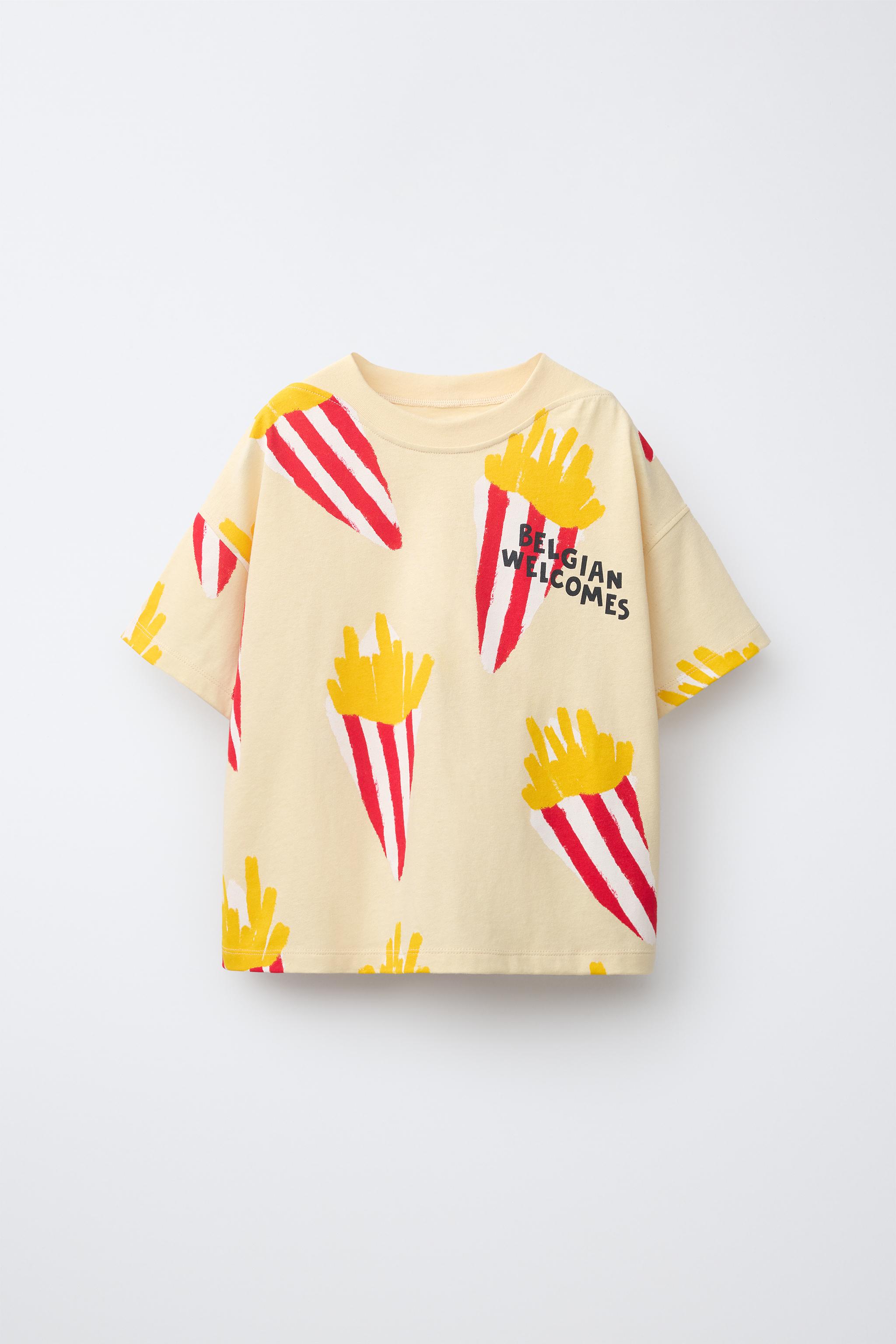 FRENCH FRY PRINT T-SHIRT — Yellow