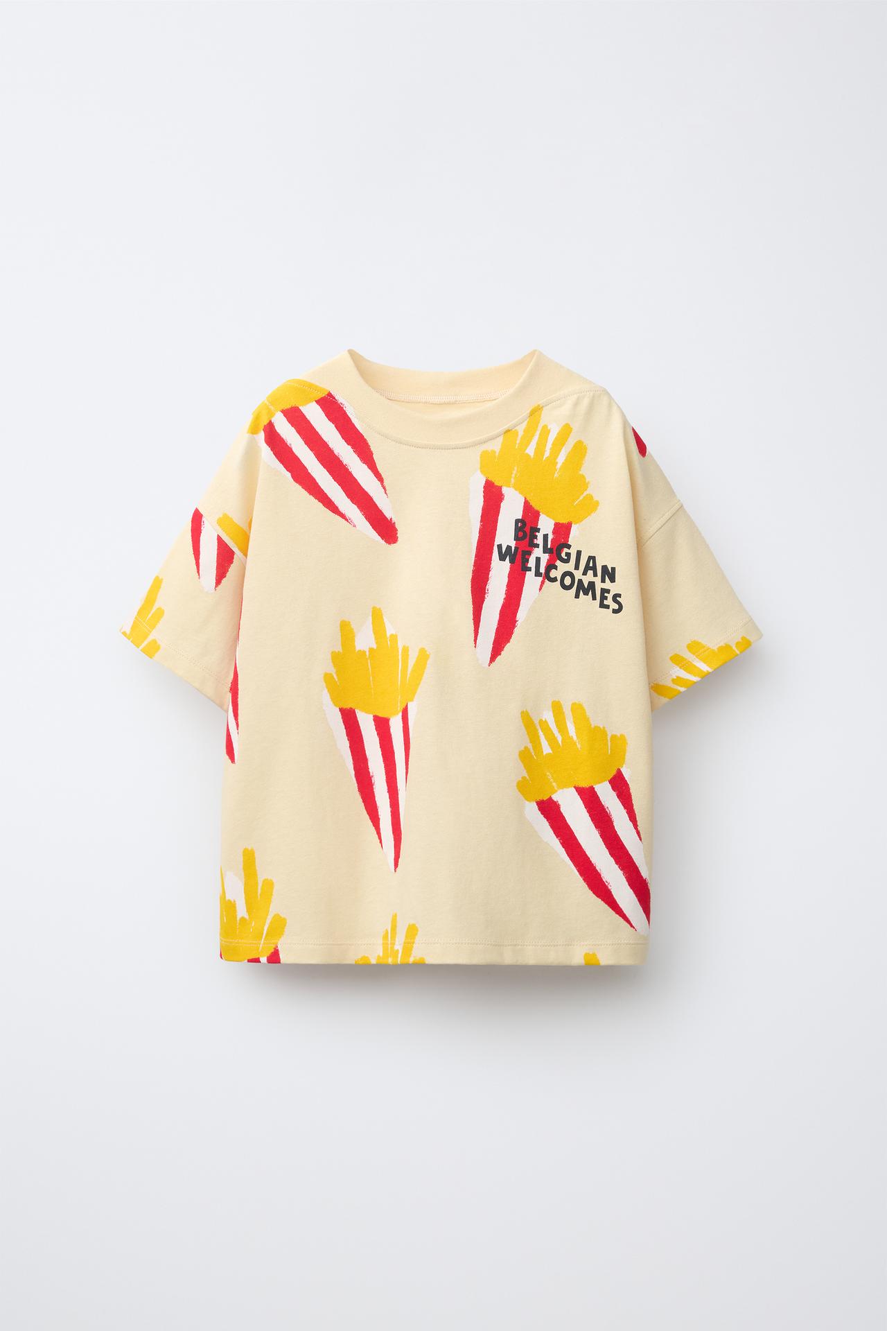 FRENCH FRY PRINT T-SHIRT — Yellow