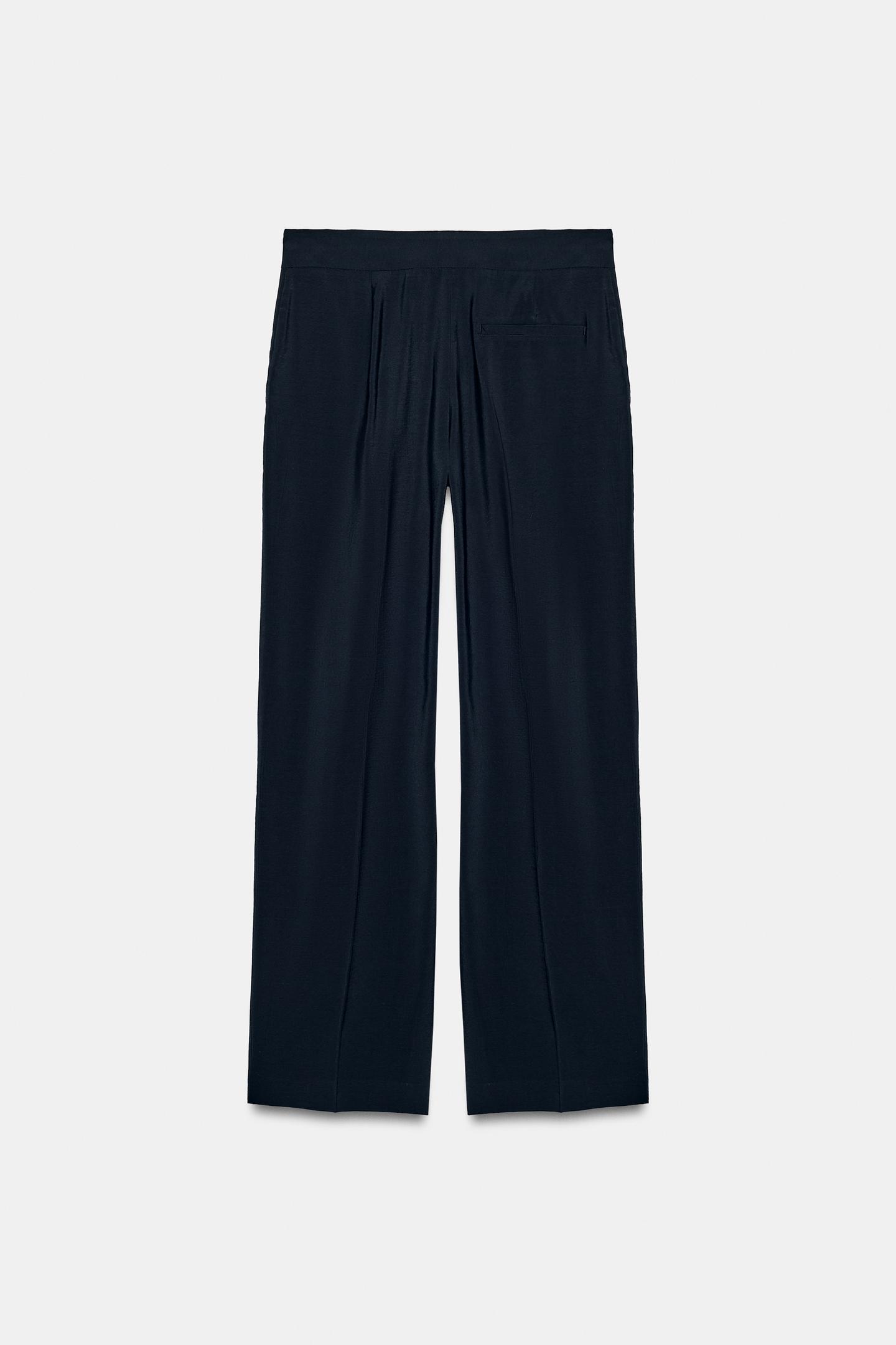 Женские брюки Zara High-Waisted Straight-Leg, цвет: Тёмно-синий — фото 6