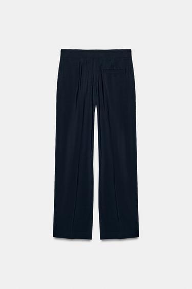 PANTALON DROIT TAILLE HAUTE - Bleu marine de Zara - Image 5