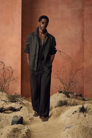 OVERSHIRT AUS 100 % LEINEN - Braun von Zara