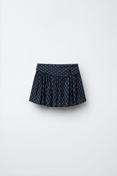 BERMUDA SKORT WITH SHINY FLORAL PRINT - Blue by Zara