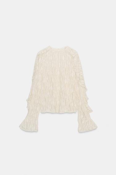 LACE TOP WITH RUFFLES - Ecru by Zara - Image 0