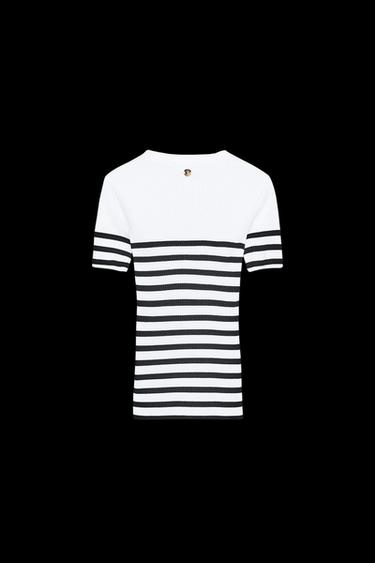 ZARA STRIPED BROOCH T-SHIRT - striped by Zara