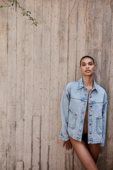 Zara Z1975 DENIM JACKET - Light blue