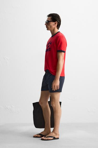 BASIC MID-LENGTH SWIMMING TRUNKS - Navy blue by Zara - Image 3