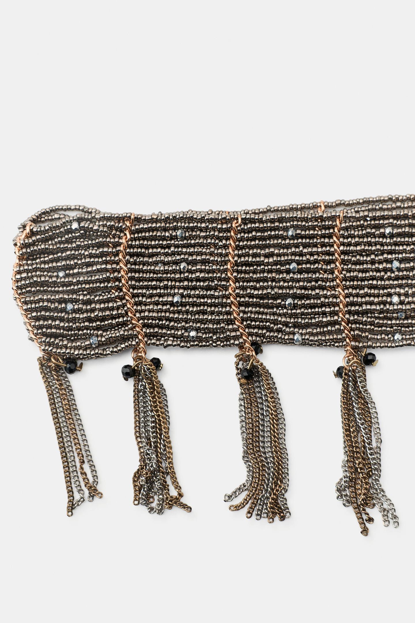 Женский ремень Zara Bead and Chain Belt, цвет: Серебряный — фото 5