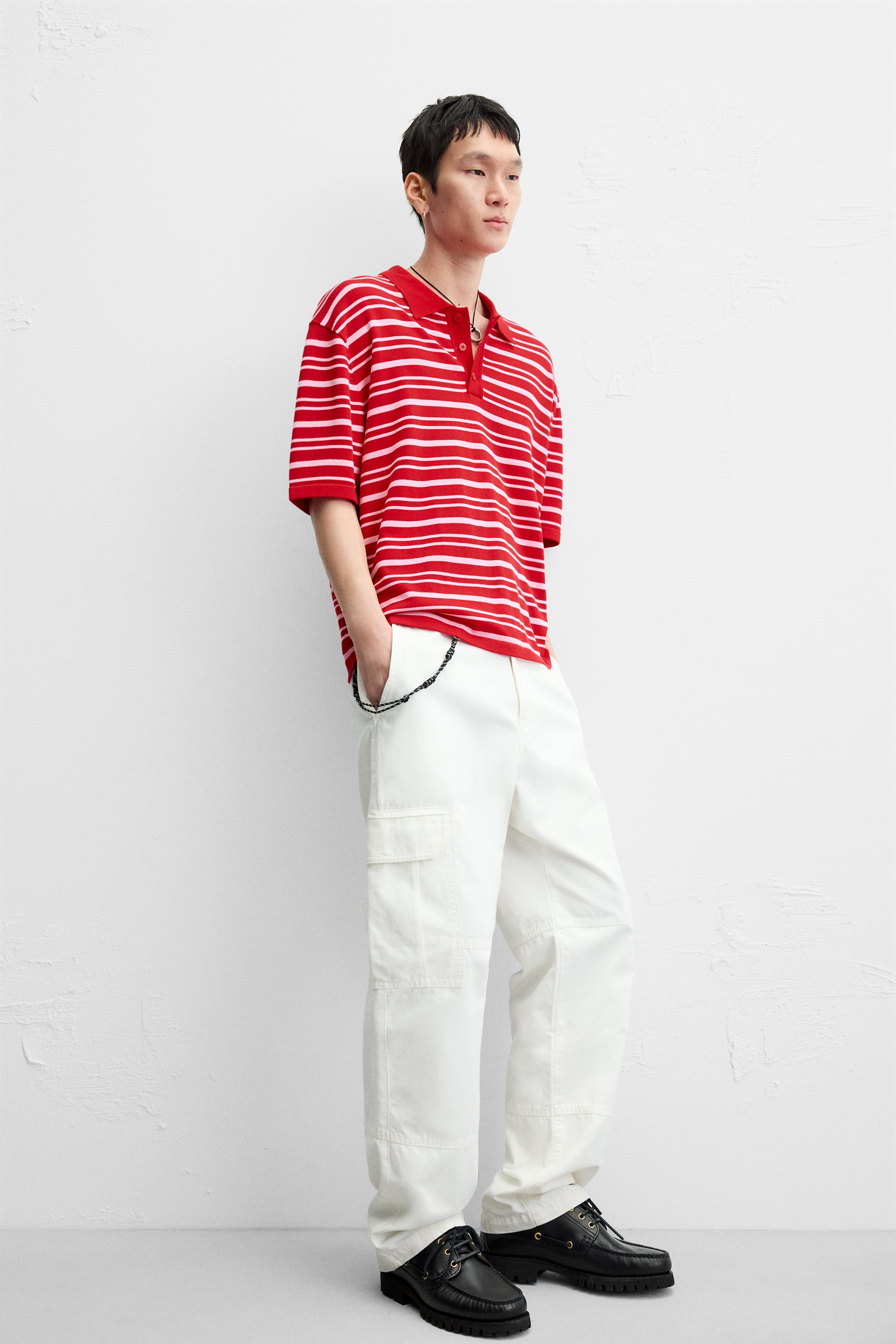 STRIPED JACQUARD KNIT POLO - Red | ZARA United States STRIPED JACQUARD KNIT POLO - Red | ZARA United States