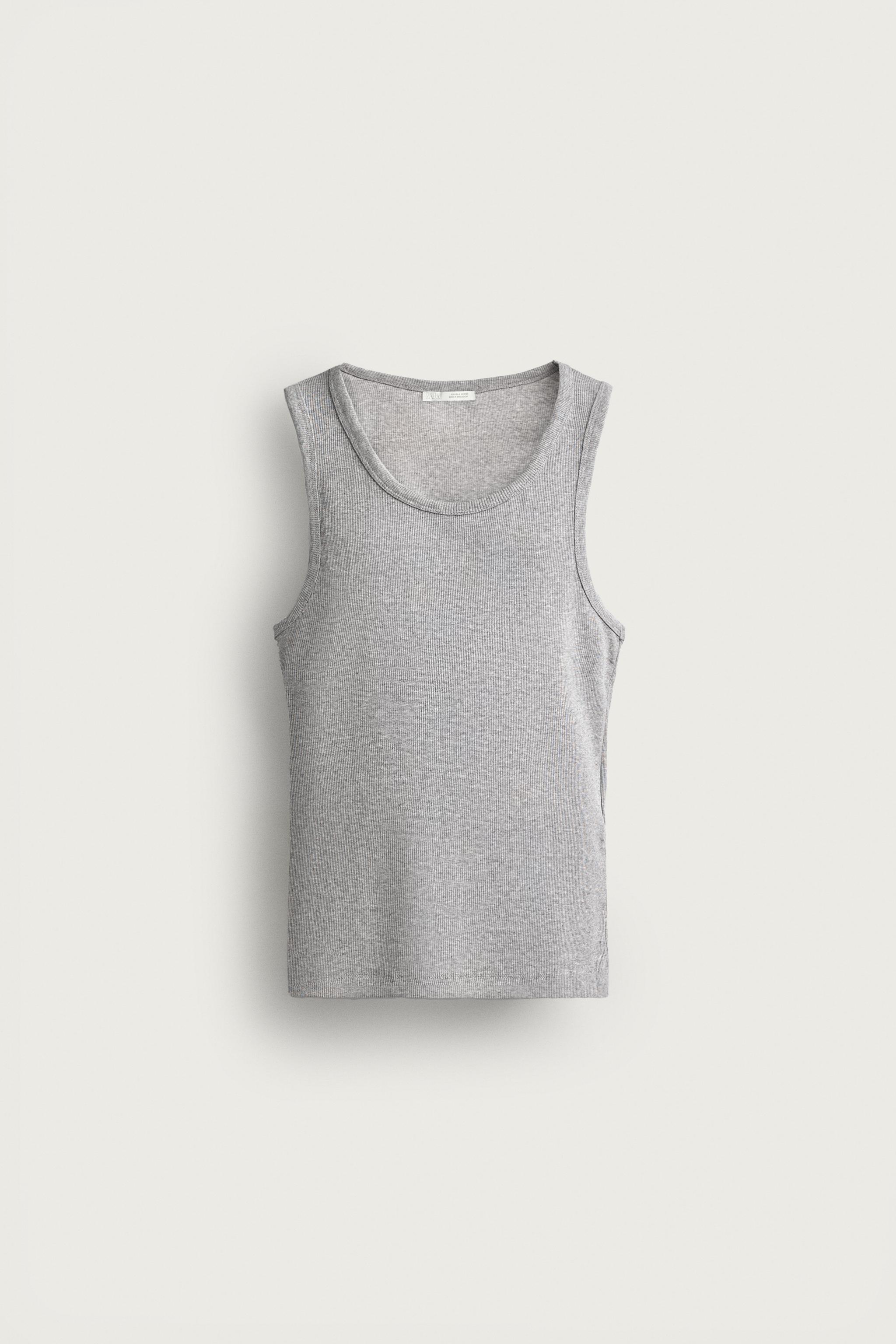 BASIC RIBBED TANK TOP — Gray marl