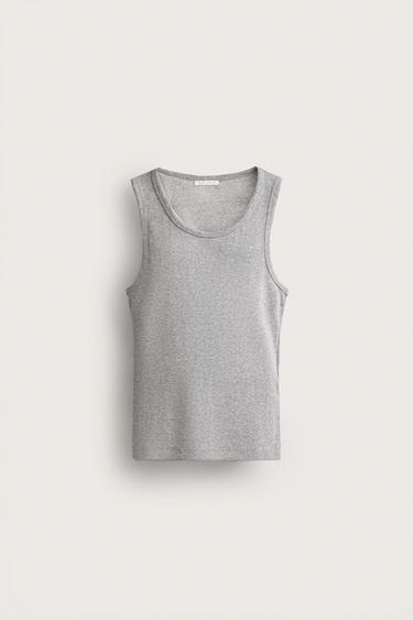 CAMISETA TANK RIB BÁSICA - Gris vigoré de Zara