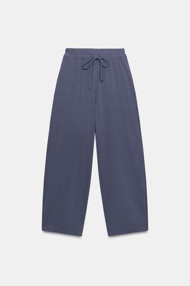 PANTALLONA RUSTIKE ME LIDHËSE - Blu indiane nga Zara