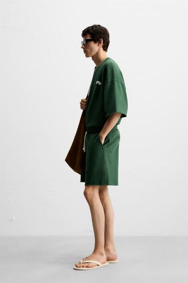 SWEAT PIÈCE CONTRASTE - Vert de Zara - Image 3