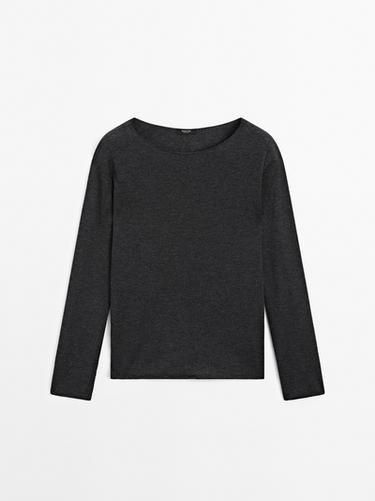 Zara Wool blend boat neck sweater - Anthracite grey