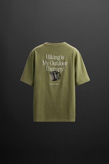T-SHIRT EN COTON D'ENTRAÎNEMENT - Vert de Zara - Image 1