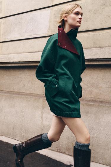 TRENCH COMBINADO ZW COLLECTION - Verde pato de Zara
