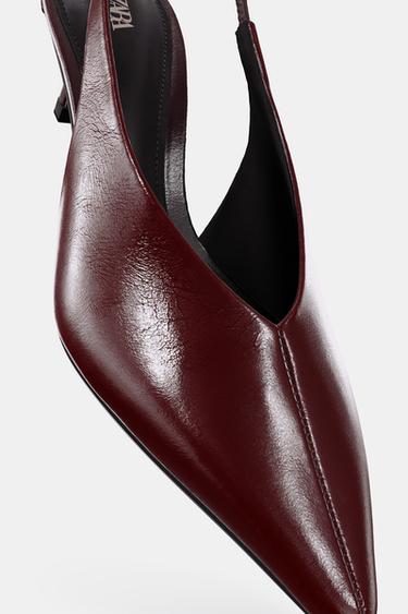 CHAUSSURES OUVERTES À L'ARRIÈRE EN CUIR - Bordeaux de Zara - Image 6
