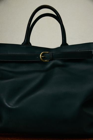LEATHER BELT HANDBAG - Black by Zara