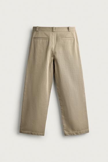 PLEATED STRAIGHT-FIT CHINO PANTS — Taupe gray 2