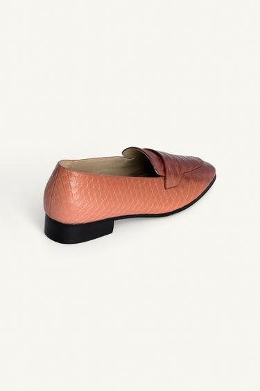EMBOSSED LEATHER LOAFERS LIMITED EDITION - Orange by Zara - Image 8