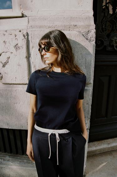 CAMISETA INTERLOCK MANGA CORTA - Marino de Zara