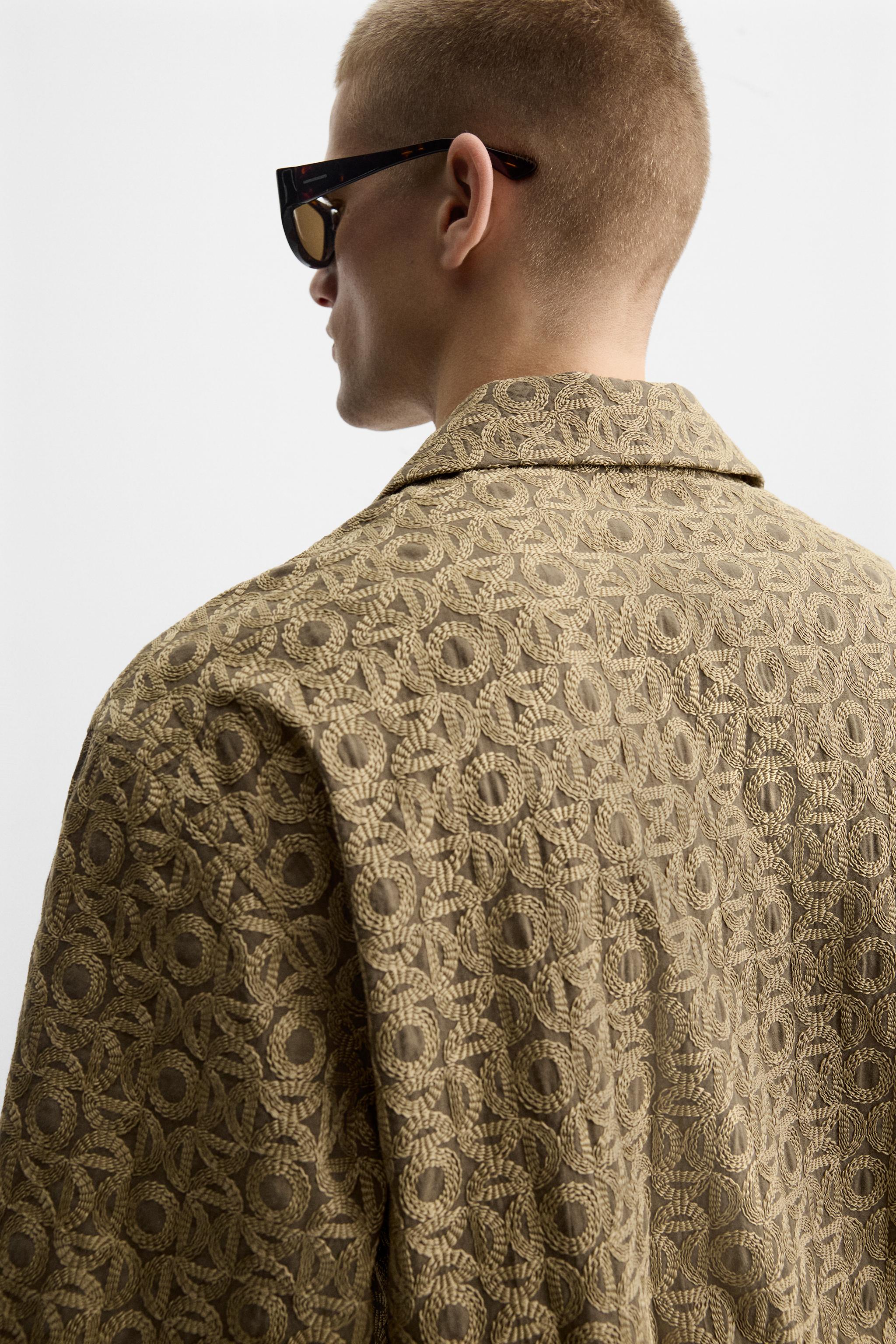 EMBROIDERED JACQUARD SHIRT - Light brown | ZARA United States