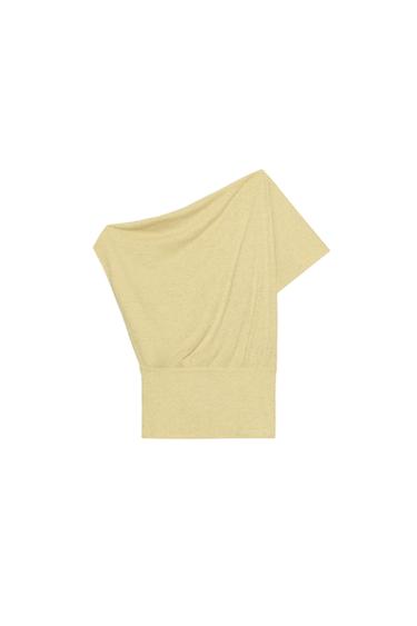 TOP ASYMÉTRIQUE TEXTURÉ - Jaune clair de Zara
