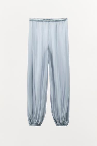 PANTALON SEMI-TRANSPARENT BOUFFANT - Bleu de Zara - Image 2