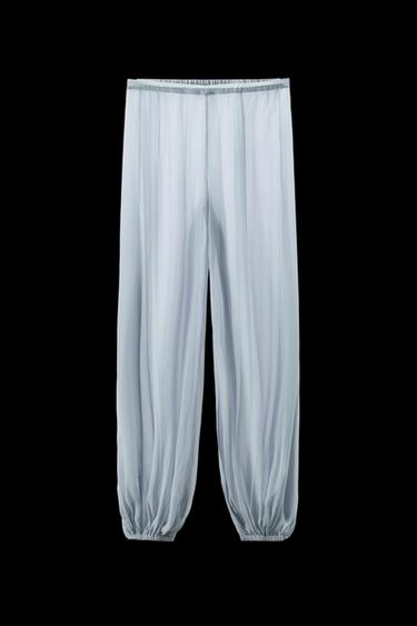 PANTALÓN SEMITRANSPARENTE ABULLONADO - Azul de Zara - Imagen 0