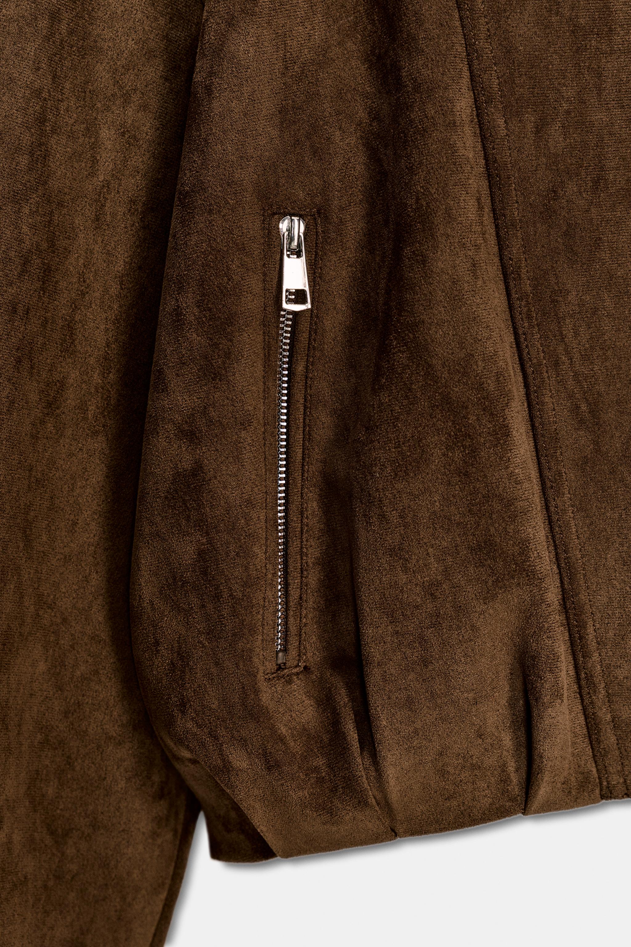 BLOUSON BIKER EFFET DAIM OVERSIZE