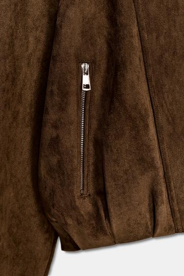 OVERSIZE FAUX SUEDE BIKER JACKET - Brown by Zara - Image 8
