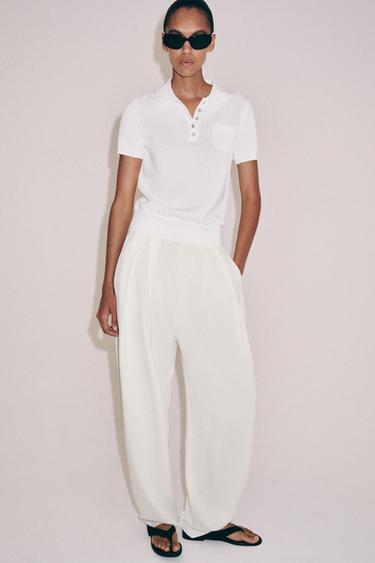 POLO EN MAILLE À MANCHES COURTES - Blanc de Zara - Image 6