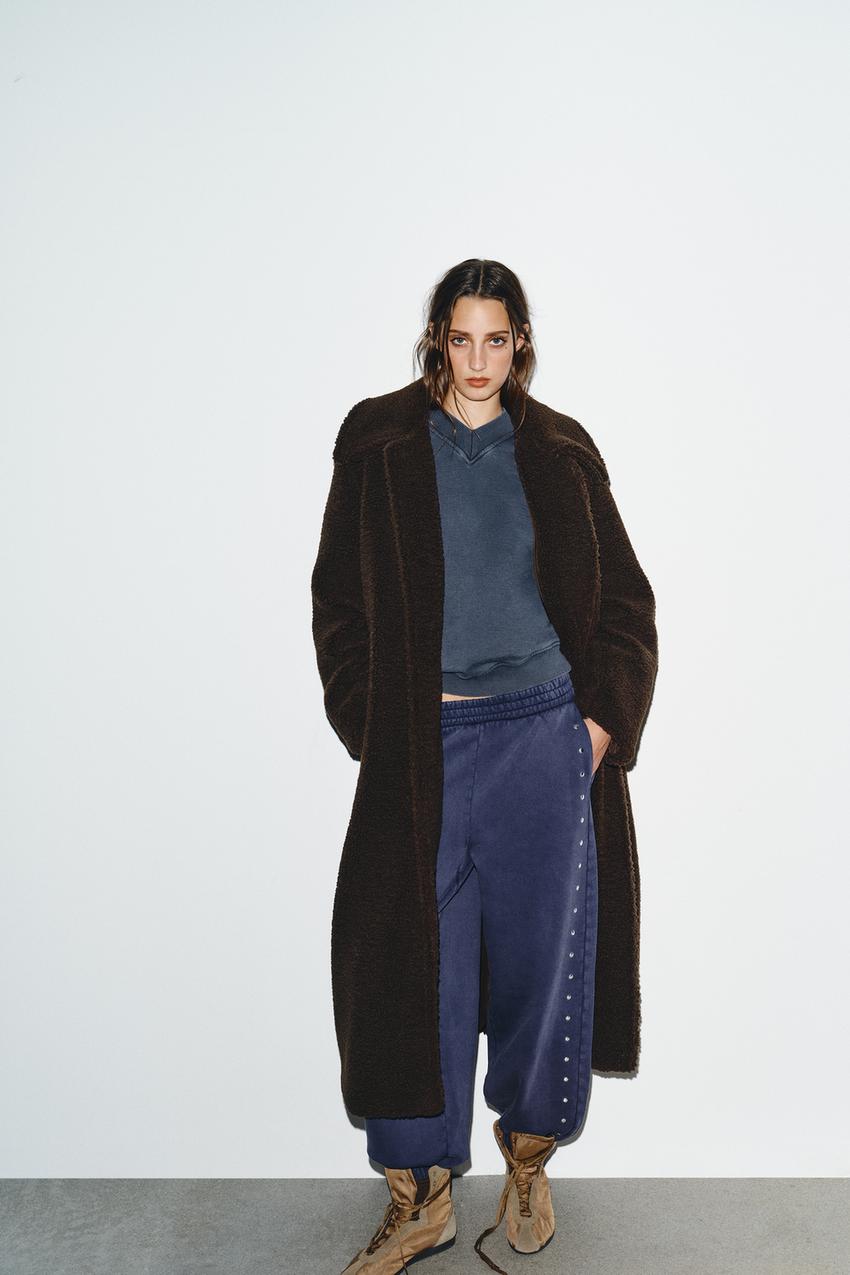 ボア生地コート - ダークブラウン | ZARA Japan / 日本