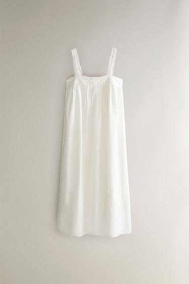 Zara LACE AND PINTUCK NIGHTGOWN - Ivory - Image 0