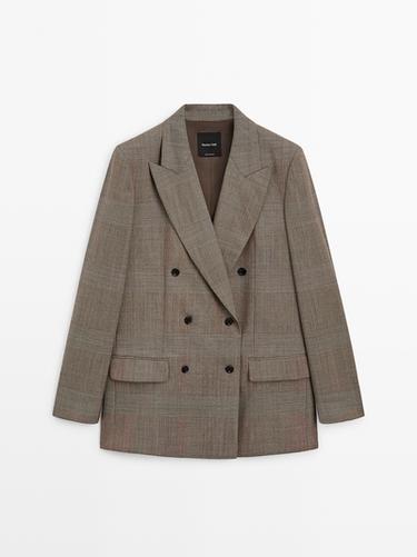 Zara 100% wool check suit blazer - Beige