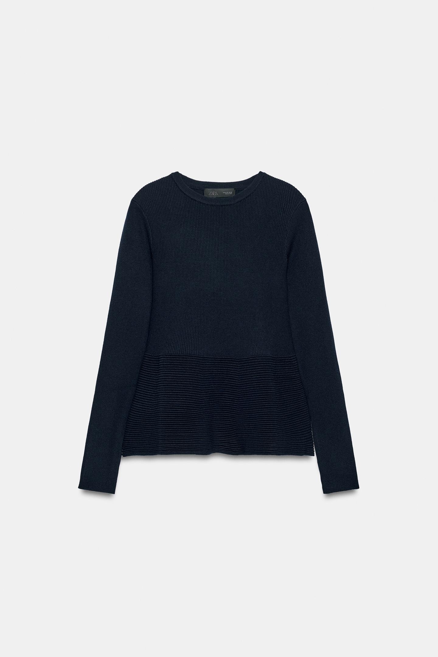 Женский свитер Zara Peplum Knit, цвет: Тёмно-синий — фото 7