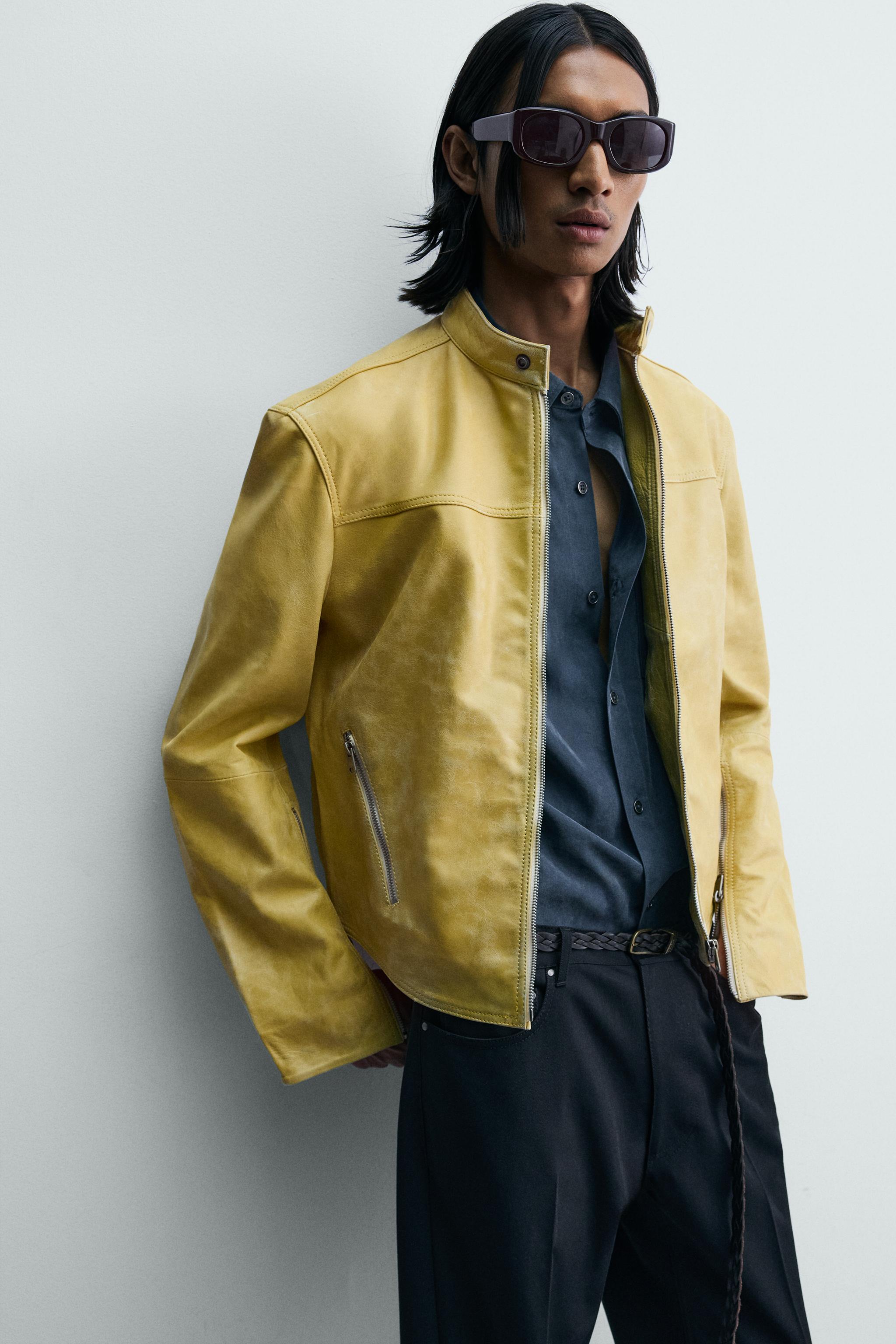 WASHED LEATHER CROPPED FIT JACKET