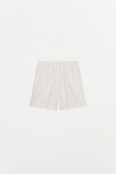 CHECK COTTON SHORTS - Black / White by Zara