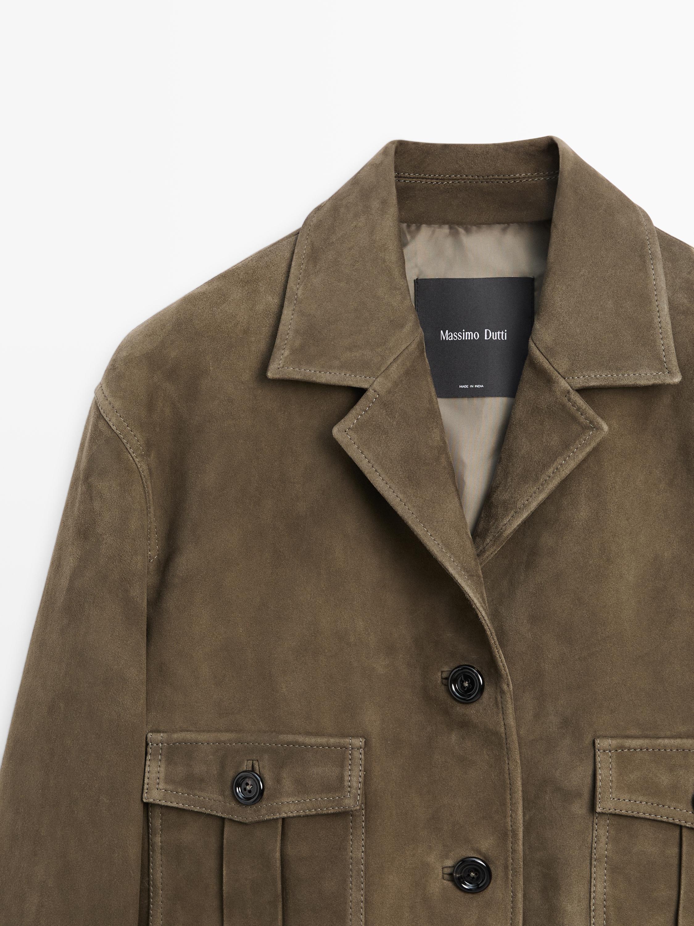 Veste courte en cuir effet daim