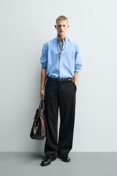 WIDE-LEG CORDUROY TROUSERS - Black by Zara