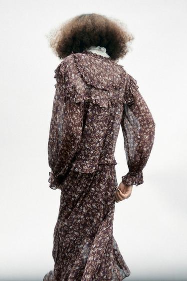 VESTIDO ESTAMPADO FLORAL ZW COLLECTION - Púrpura da Zara - Imagem 0