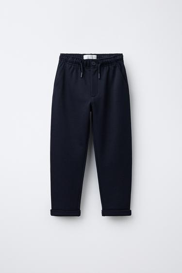 COMFORT FIT TROUSERS WITH ELASTIC WAIST - بحري الخاص بـ Zara
