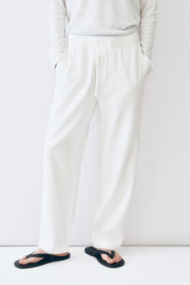 TEXTURED RELAXED FIT TROUSERS - Oyster-white by Zara