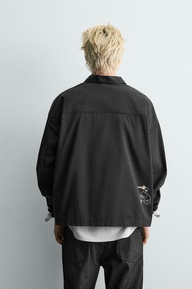 POLO À ZIP BRODÉ - Gris / Bleu de Zara - Image 2