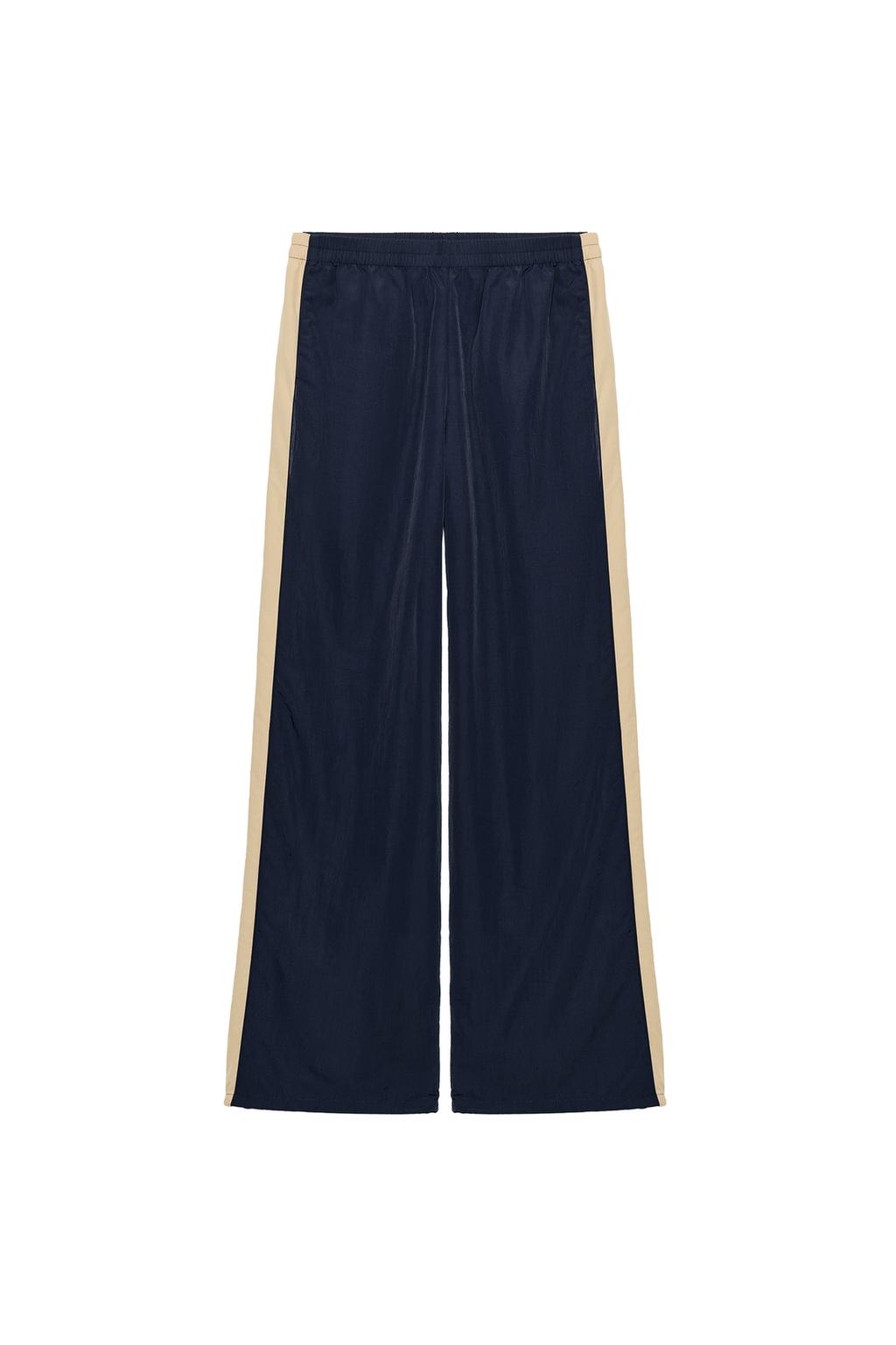 Nylon Trousers With Side Taping - Navy Blue by Zara