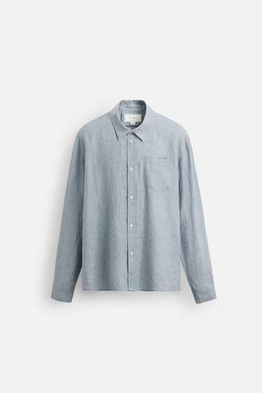RELAXED-FIT-HEMD AUS 100 % LEINEN - Himmelblau von Zara