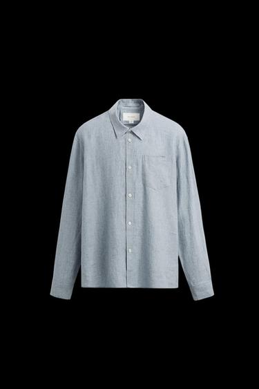 RELAXED FIT 100% LINEN SHIRT - Sky blue by Zara