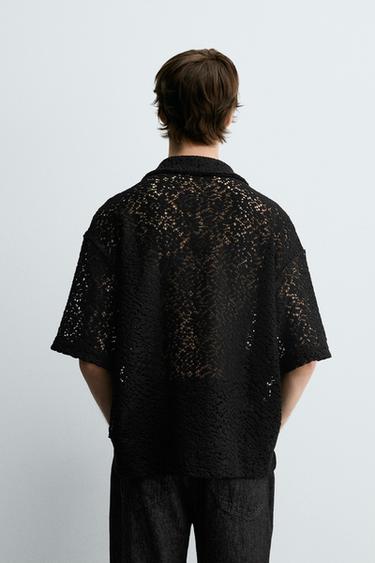 CROCHET TEXTURED SHIRT - Black by Zara - Image 2