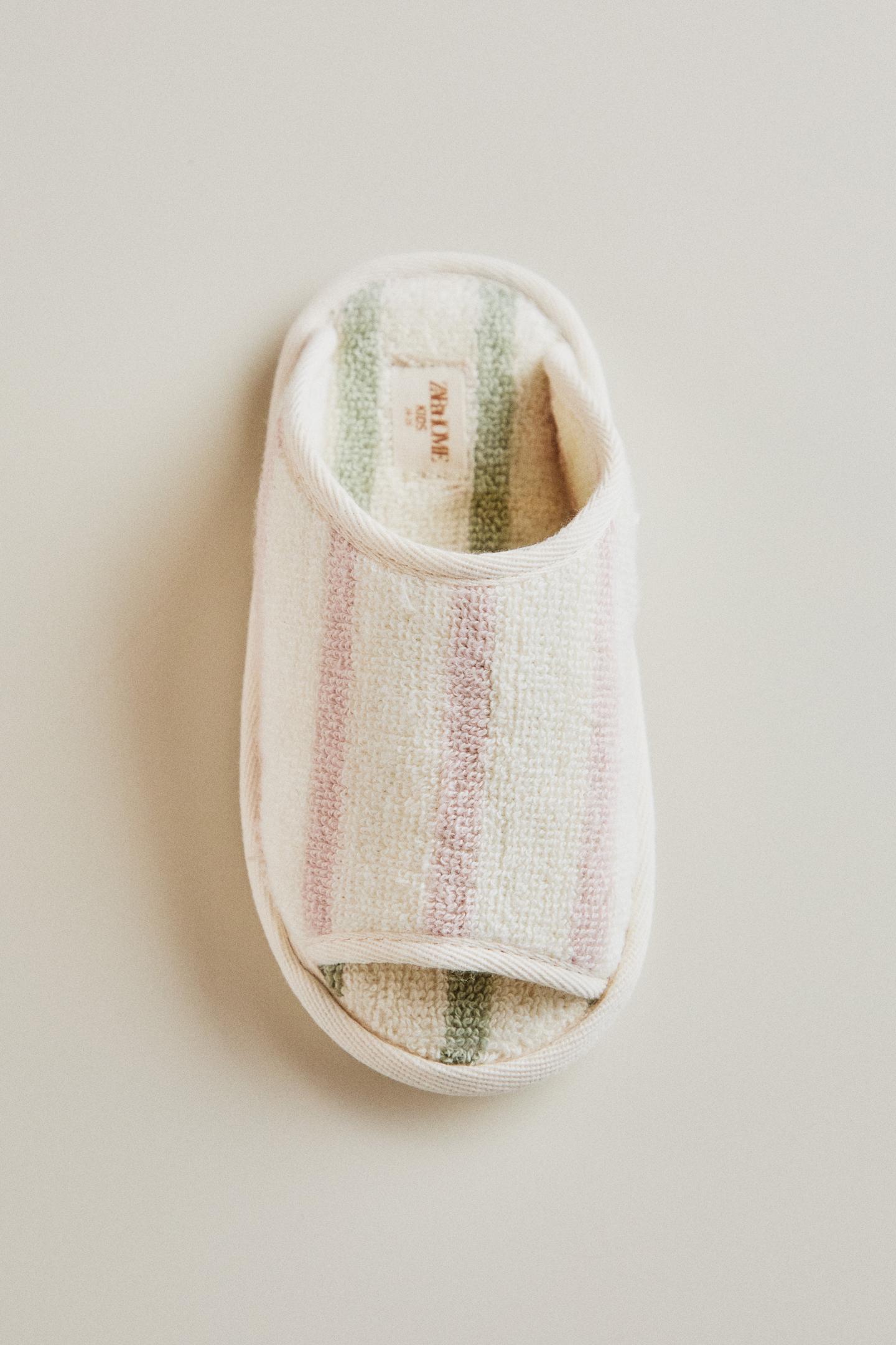 Детские тапочки Zara Striped Terry Bath Slippers, цвет: Розовый — фото 6